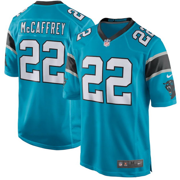 mens nike christian mccaffrey blue carolina panthers game jersey